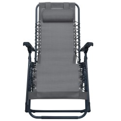 Chaises pliables de terrasse lot de 2 Gris Textilène 