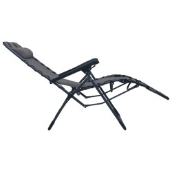 Chaises pliables de terrasse lot de 2 Gris Textilène 