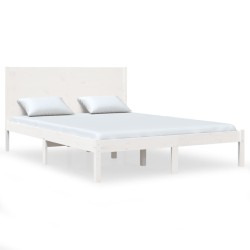 Cadre de lit sans matelas blanc 120x190 cm bois massif 