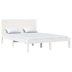 Cadre de lit sans matelas blanc 120x190 cm bois massif 