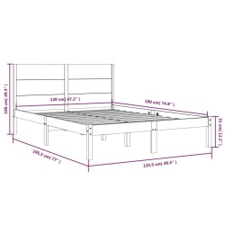 Cadre de lit sans matelas blanc 120x190 cm bois massif 