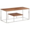 Table basse argenté acier inoxydable et bois massif d'acacia 