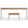Table basse argenté acier inoxydable et bois massif d'acacia 