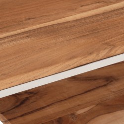 Table basse argenté acier inoxydable et bois massif d'acacia 