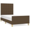 Cadre de lit sans matelas marron foncé 90x200 cm tissu 