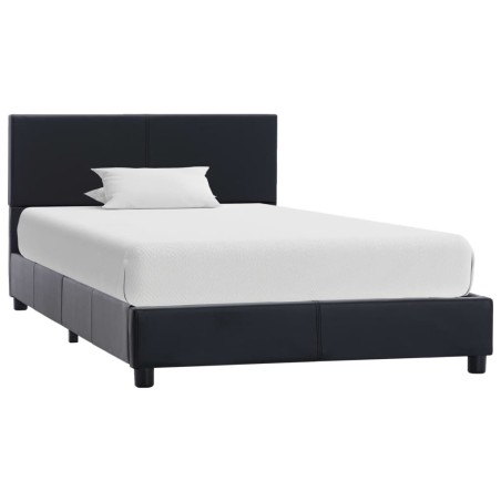 Cadre de lit sans matelas noir similicuir 90x200 cm 