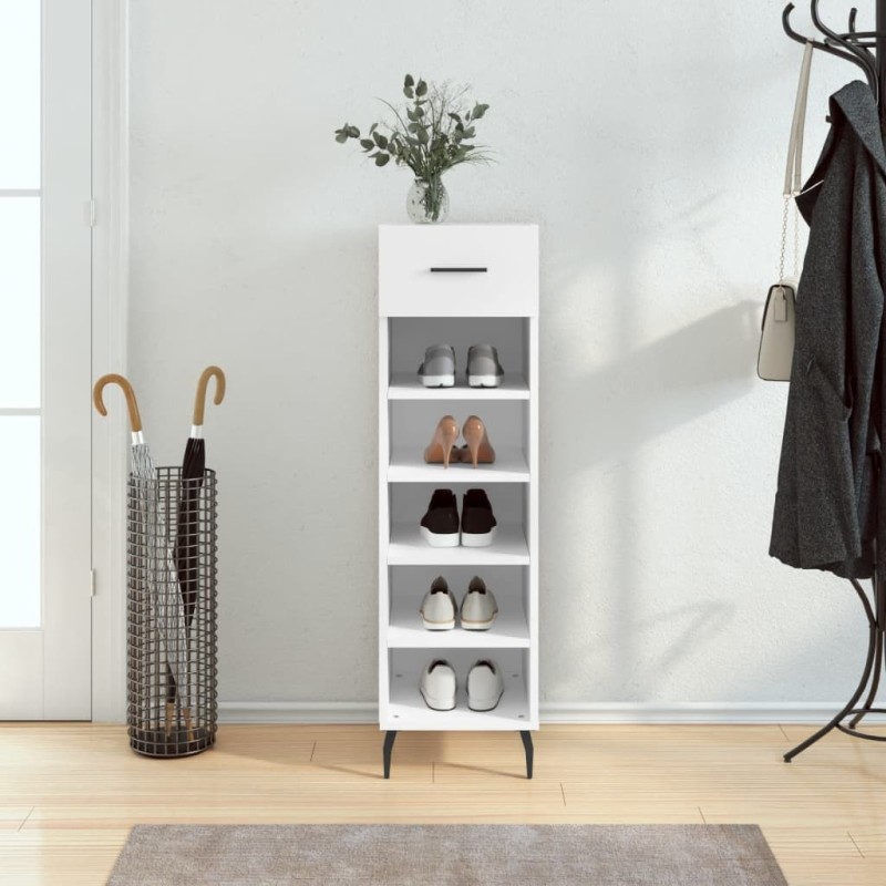 Armoire à chaussures blanc 30x35x105 cm bois d'ingénierie Armoire à chaussures blanc 30x35x105 cm bois d'ingénierie