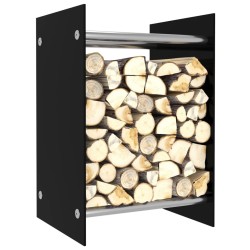 Portant de bois de chauffage Noir 40x35x60 cm Verre 