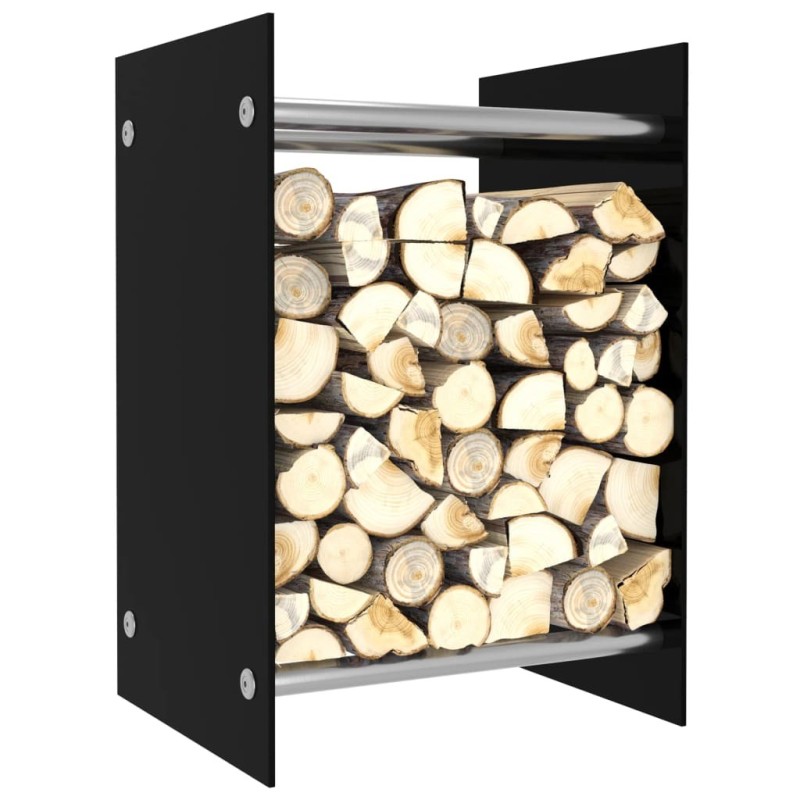 Portant de bois de chauffage Noir 40x35x60 cm Verre 