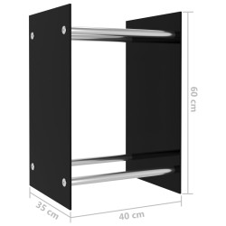 Portant de bois de chauffage Noir 40x35x60 cm Verre 