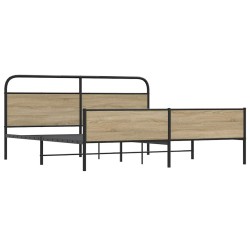 Cadre de lit en métal sans matelas chêne fumé 200x200 cm 