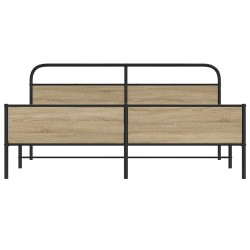 Cadre de lit en métal sans matelas chêne fumé 200x200 cm 