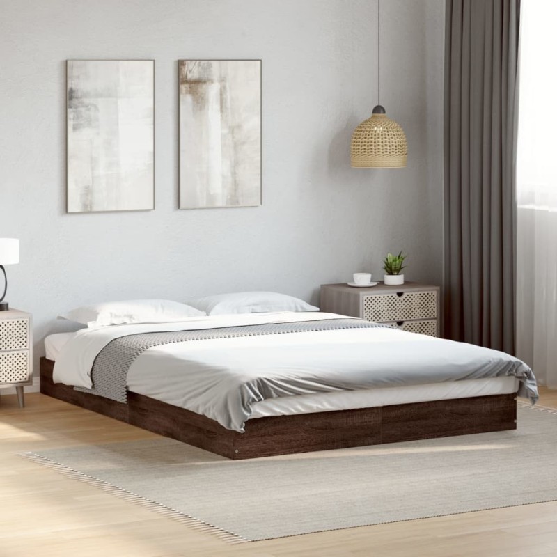 Cadre de lit sans matelas chêne marron 120x190 cm 