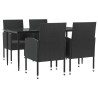 Ensemble à manger de jardin 5 pcs noir résine tressée et acier 