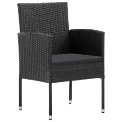 Ensemble à manger de jardin 5 pcs noir résine tressée et acier 