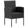 Ensemble à manger de jardin 5 pcs noir résine tressée et acier 