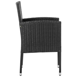 Ensemble à manger de jardin 5 pcs noir résine tressée et acier 
