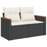 Salon de jardin 7 pcs avec coussins noir résine tressée 
