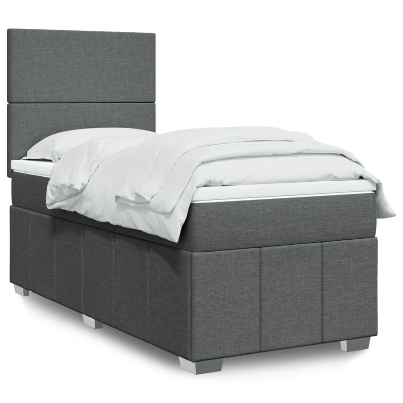Sommier à lattes de lit avec matelas Gris foncé 80x200 cm Tissu 