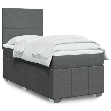 Sommier à lattes de lit avec matelas Gris foncé 80x200 cm Tissu 