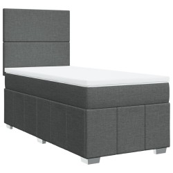 Sommier à lattes de lit avec matelas Gris foncé 80x200 cm Tissu 