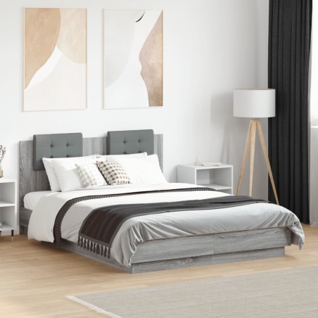 Cadre de lit sans matelas sonoma gris 135x190 cm 