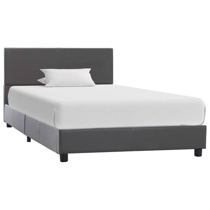 Cadre de lit sans matelas gris similicuir 90x200 cm 