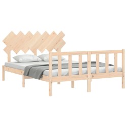 Cadre de lit sans matelas bois de pin massif 