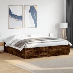 Cadre de lit sans matelas chêne fumé 200x200 cm 