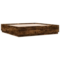 Cadre de lit sans matelas chêne fumé 200x200 cm 