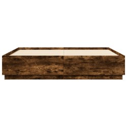 Cadre de lit sans matelas chêne fumé 200x200 cm 