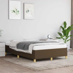 Cadre de lit sans matelas marron foncé 120x190 cm tissu 