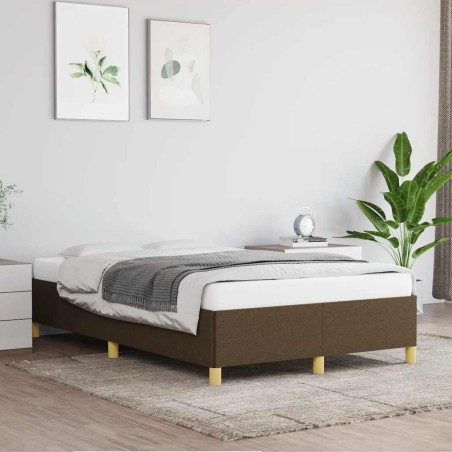 Cadre de lit sans matelas marron foncé 120x190 cm tissu 