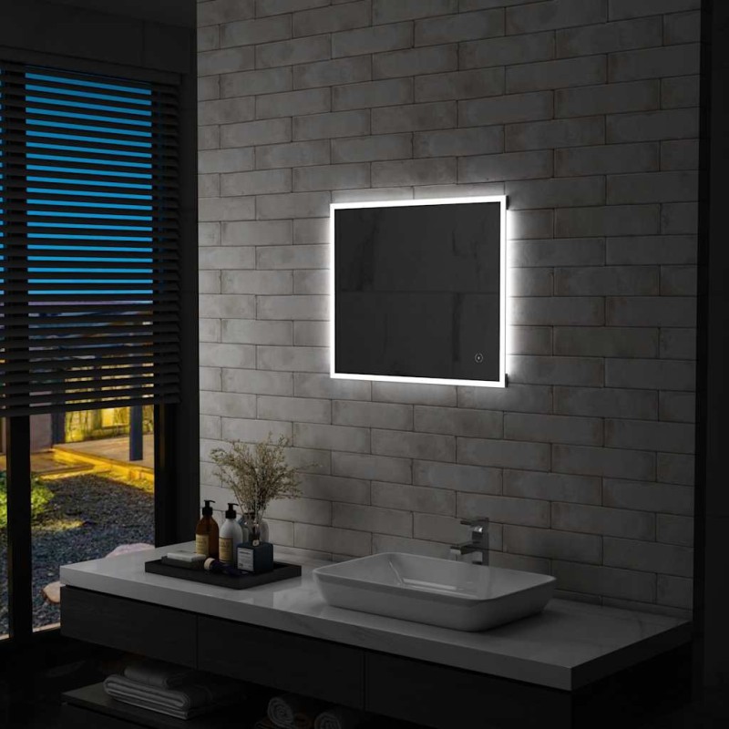 Miroir mural à LED de salle de bain et capteur tactile 60x50 cm 