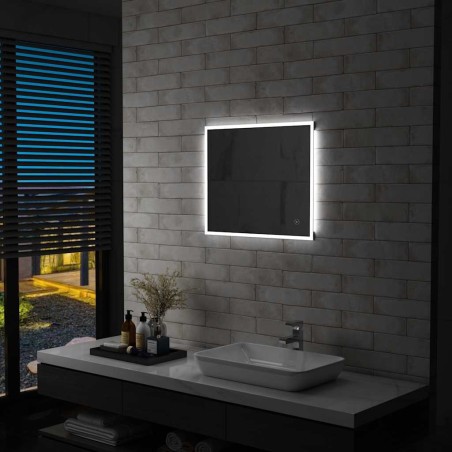 Miroir mural à LED de salle de bain et capteur tactile 60x50 cm 