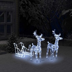 Décoration de Noël Rennes et traîneau 160 LED 130 cm Acrylique 