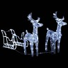 Décoration de Noël Rennes et traîneau 160 LED 130 cm Acrylique 