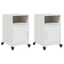 Tables de chevet 2 pcs blanc 36x39x59 cm acier 