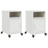 Tables de chevet 2 pcs blanc 36x39x59 cm acier 