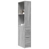 Armoire de salle de bain étroite avec roulettes sonoma gris 