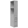 Armoire de salle de bain étroite avec roulettes sonoma gris 
