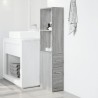 Armoire de salle de bain étroite avec roulettes sonoma gris 