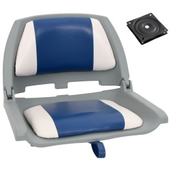 Ensemble de sièges de bateau pliables 2 pcs oreiller bleu blanc 