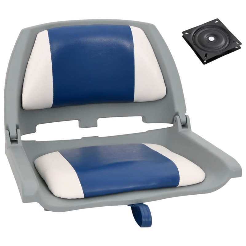 Ensemble de sièges de bateau pliables 2 pcs oreiller bleu blanc 