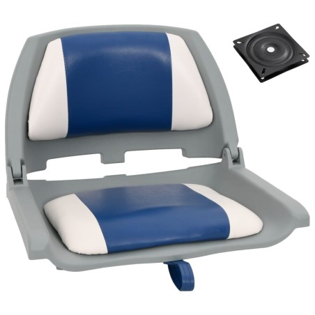 Ensemble de sièges de bateau pliables 2 pcs oreiller bleu blanc 