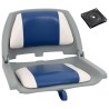 Ensemble de sièges de bateau pliables 2 pcs oreiller bleu blanc 