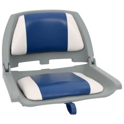 Ensemble de sièges de bateau pliables 2 pcs oreiller bleu blanc 