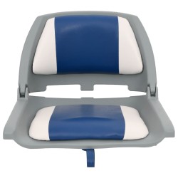 Ensemble de sièges de bateau pliables 2 pcs oreiller bleu blanc 