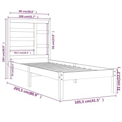 Cadre de lit sans matelas bois massif 100x200 cm 
