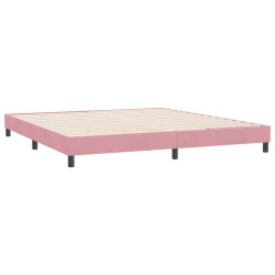 Sommier à lattes de lit sans matelas rose 180x220 cm velours 